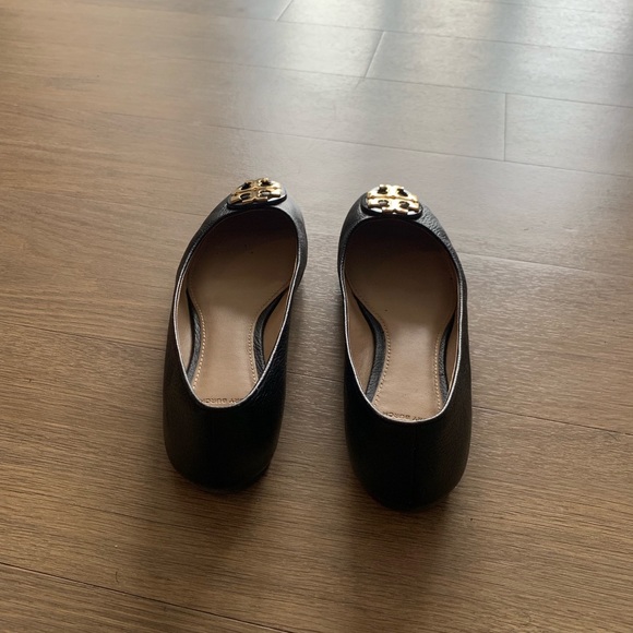 Tory Burch Claire Ballet Flat Black/Gold Size 8 - Picture 4 of 6
